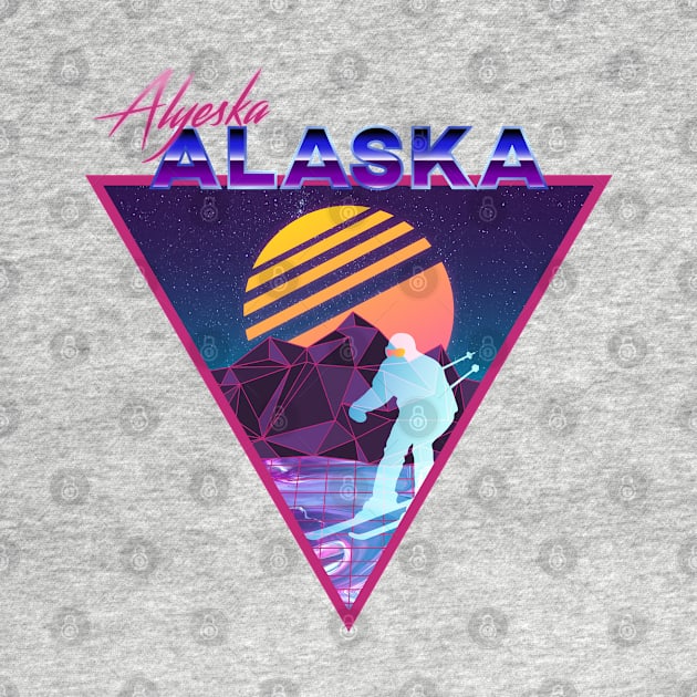 Retro Vaporwave Ski Mountain | Alyeska Alaska | Shirts, Stickers, and More! by KlehmInTime